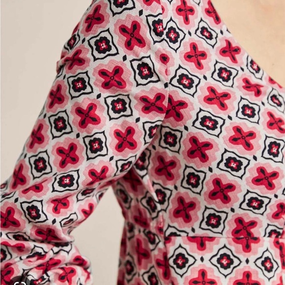 Boden Linen Long-sleeve V-neck Dress with Pockets - Picture 13 of 16